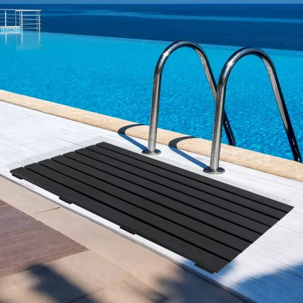 Tapis de Bain Imperméable Grand Tapis de Douche 100 x 60 cm avec Texture Antidérapante Design à Lattes Tapis de Sol WPC Robuste Noir