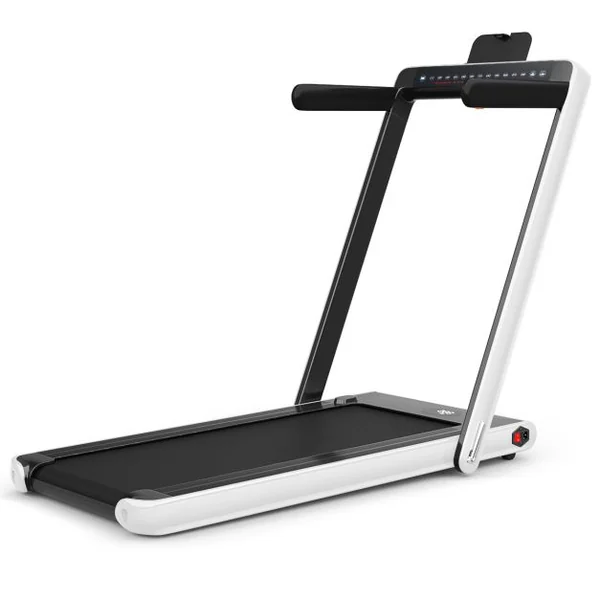 Tapis de Course Pliable 0,75HP Double Affichage LED APP et Télécommande Vitesse Motorisé 12 km/h Surface 40x100cm Blanc