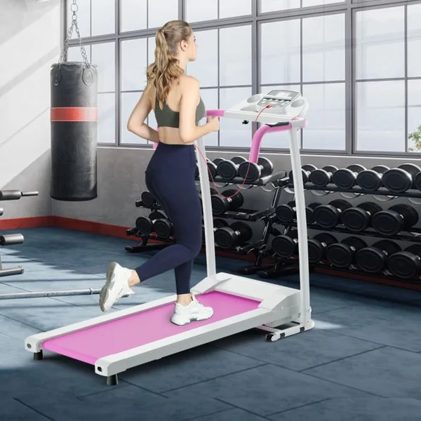 Tapis de Course Électrique 0,8-12 KM/H Moteur 500 W Tapis de Fitness Pliable à Roulettes avec Capteurs de Fréquence Cardiaque 12 Programmes Blanc