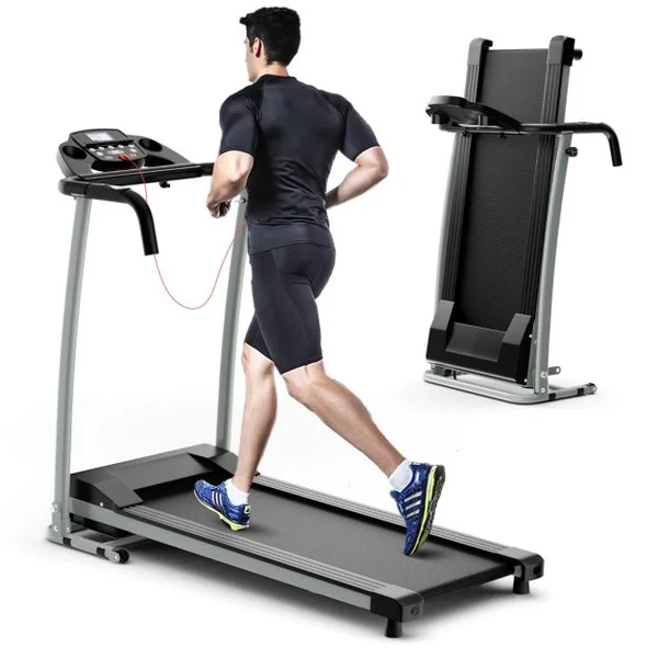 Tapis de Course Électrique 0,8-12 KM/H Moteur 500 W Tapis de Fitness Pliable à Roulettes avec Capteurs de Fréquence Cardiaque 12 Programmes Noir