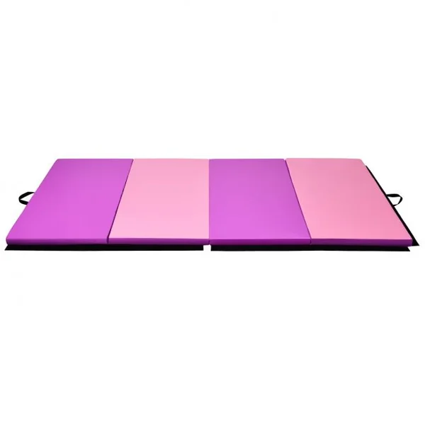 Tapis de Gymnastique Pliable Tapis de Yoga Portable avec 2 Poignées de Transport et Velcro 240x120x5CM