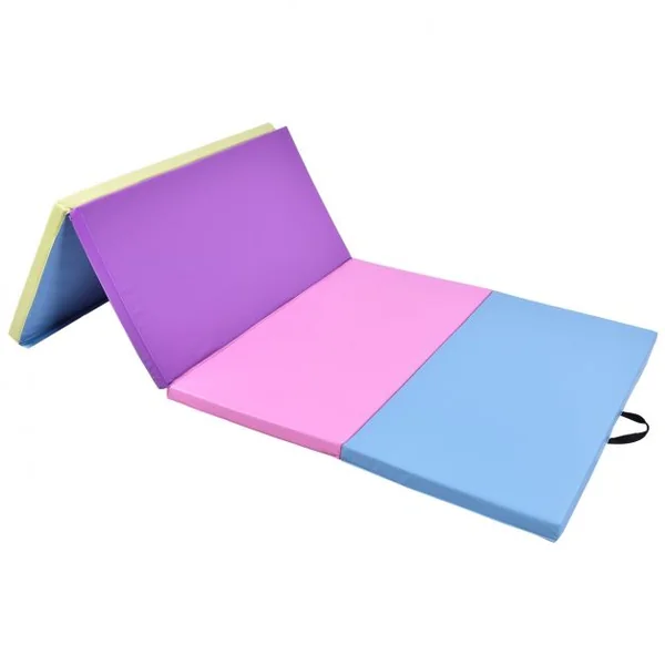 Tapis de gymnastique pliable Tapis portable pour Fitness, Yoga, Sport, Exercice, en EPE et PU, 240x120x5cm, Multicolore