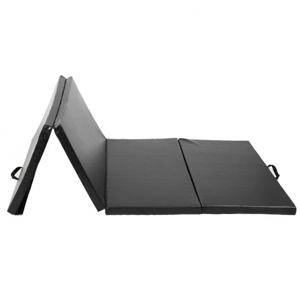 Tapis de gymnastique pliable Tapis portable pour Fitness, Yoga, Sport, Exercice, en EPE et PU, 240x120x5cm, Noir