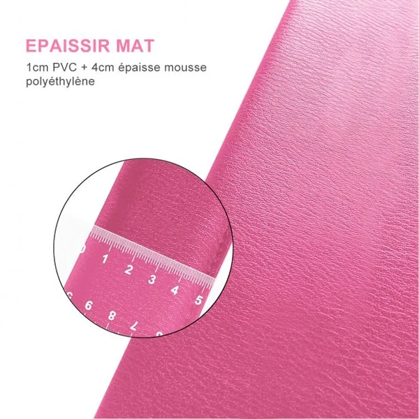 Tapis de Pole Dance Mat Tapis de Protection pour Gymnastique 4 Parties Pliables en PVC et Coton Perlé, 150x150x5cm, Rose