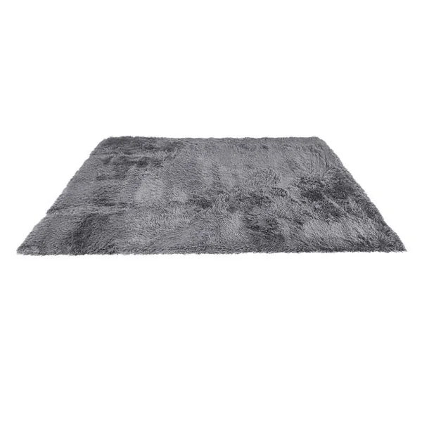 Tapis de Salon Shaggy 180 x 120 CM Peluche en Fibre de Polypropylène Souple Tapis Antidérapante Gris Foncé
