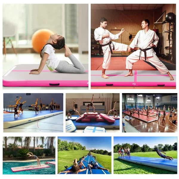 Tapis de sol gymnastique Tapis de Sol Gonflable pour Yoga Fitness portable et Gonflable 300*100*10 cm, 3 couleurs au choix, rose