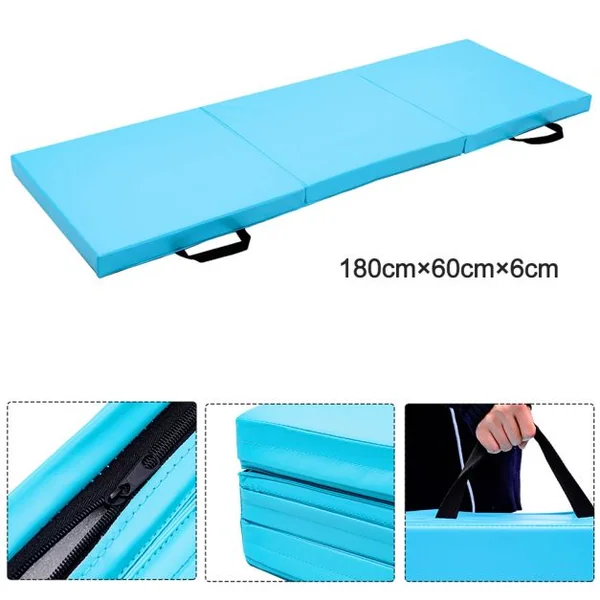 Tapis de Sol Pliable Bleu Joint de 3 Tailles Portable 180 x 60 x 6 cm pour Fitness,Yoga,Sport,Exercice