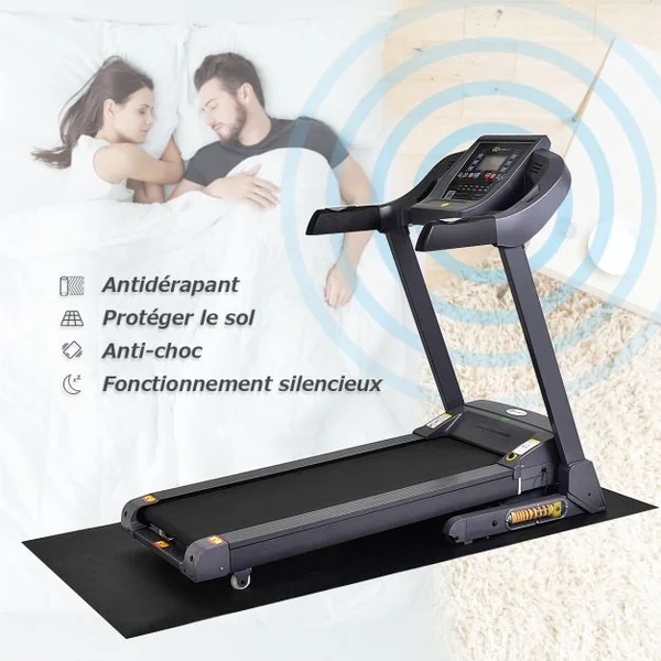Tapis d'Equipement d'Exercice 6mm Amortissement des chocs Protection de Sol Réduction de Bruit