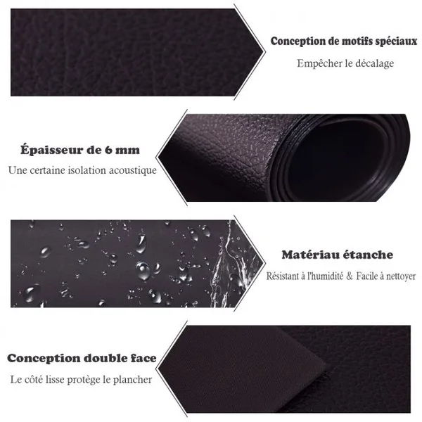 Tapis d'Equipement d'Exercice 6mm Amortissement des chocs Protection de Sol Réduction de Bruit