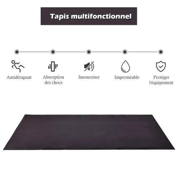 Tapis d'Equipement d'Exercice 6mm Amortissement des chocs Protection de Sol Réduction de Bruit