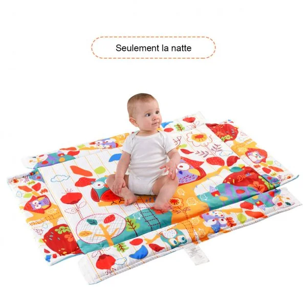 Tapis d’éveil pour bébé tapis de jeu éveil pour bébé avec 5 jouets suspendus 82 x 58 x 52 cm et rebord de 12 cm