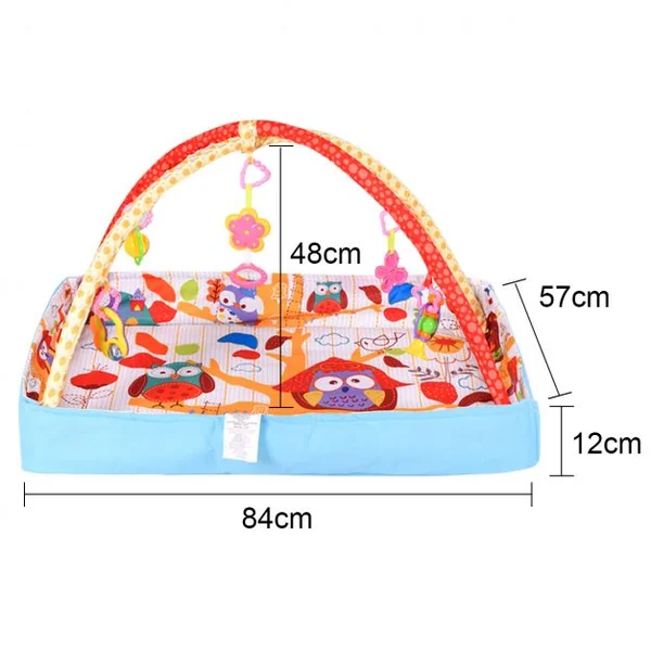 Tapis d’éveil pour bébé tapis de jeu éveil pour bébé avec 5 jouets suspendus 82 x 58 x 52 cm et rebord de 12 cm