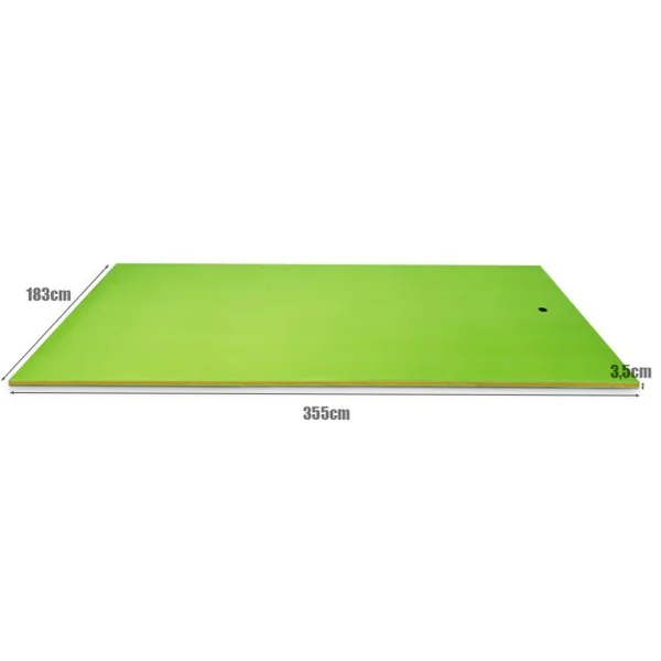 Tapis Flottant de Piscine 355 x 183 CM Matelas Flottant d’Eau 4-6 Personnes 3 Couches Mousse XPE Résistant Charge 400 KG Bleu/Vert/Orange
