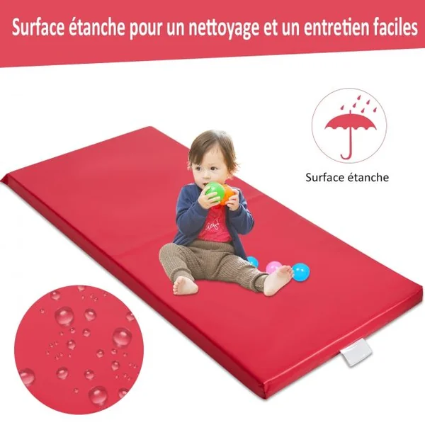 Tapis Sieste Enfant 5 Pièces Support de Porte-nom Transparent Tapis de Sol en Cuir Pu et Éponge120x55x5cm 5 Couleurs