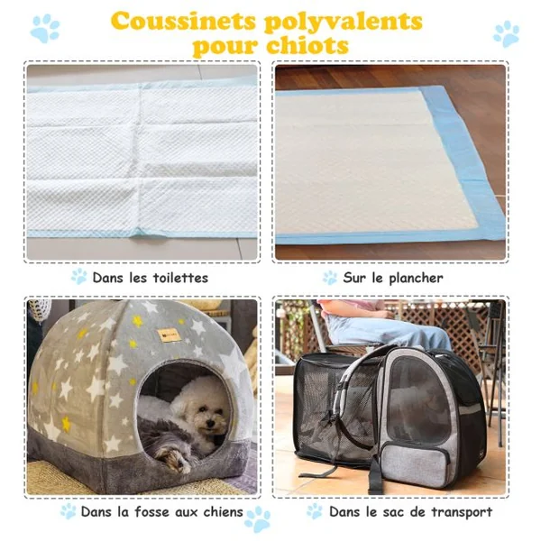 Tapis éducateurs pour Chiot 5 Couches Lot de 100 Tapis Absorant pour Animaux 60x60CM