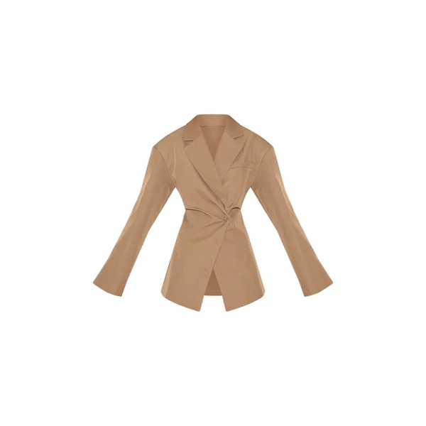 Taupe Blazer Cintré À Taille Ajustée