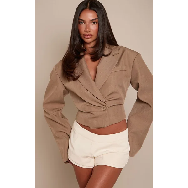Taupe Blazer Court Cintré