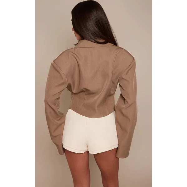 Taupe Blazer Court Cintré