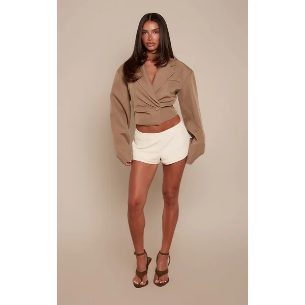 Taupe Blazer Court Cintré