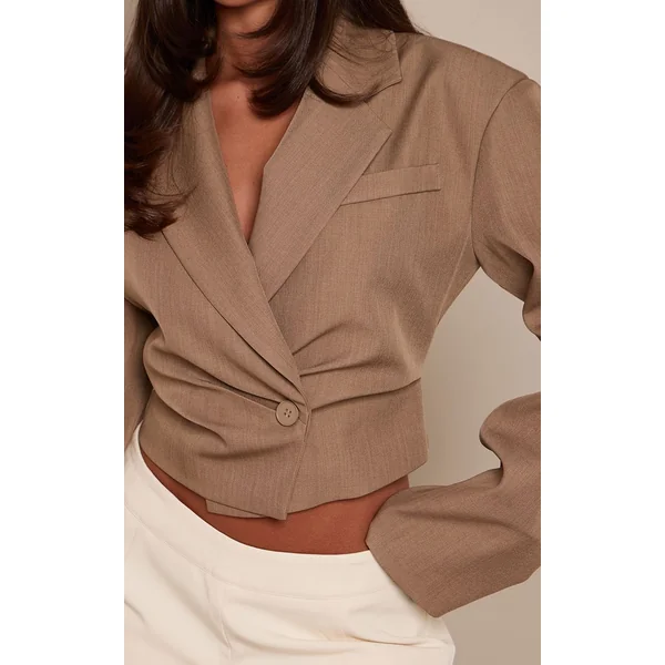 Taupe Blazer Court Cintré
