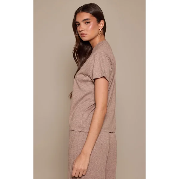 Taupe Ensemble Coordonné T-shirt Moucheté