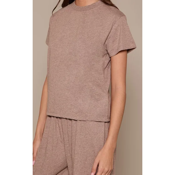 Taupe Ensemble Coordonné T-shirt Moucheté