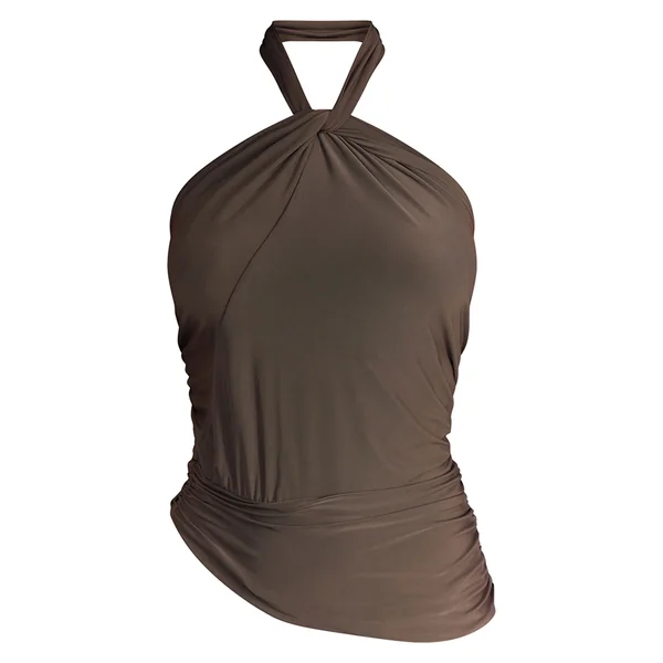Taupe Foncé Haut Dos-nu À Torsade Double En Jersey Slinky