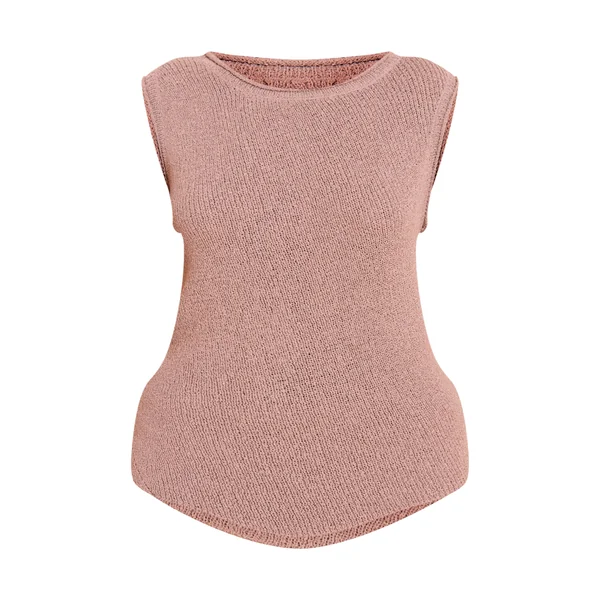 Taupe Haut En Maille À Pompons Asymétrique