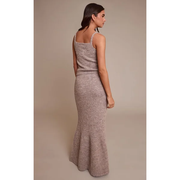 Taupe Jupe Longue En Maille