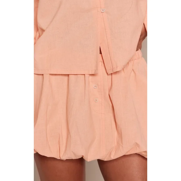 Taupe Jupe Mini En Coton Pêche À Volants Ensemble Coordonné