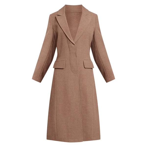 Taupe Manteau Maxi Effet Laine Crème À Simple Boutonnage Avec Détails De Coutures Petite Taille