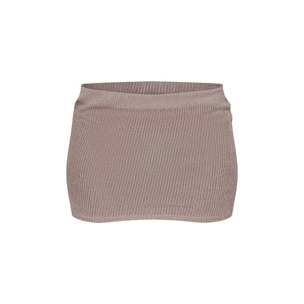 Taupe Mini-jupe Micro Taille Basse Côtelée Transparente Et Douce Coordonnée