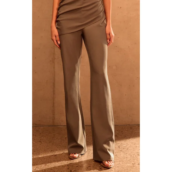 Taupe Pantalon Droit Tailleur Co-ord Plt Label