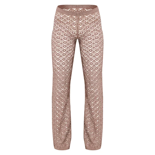 Taupe Pantalon En Crochet Tricoté