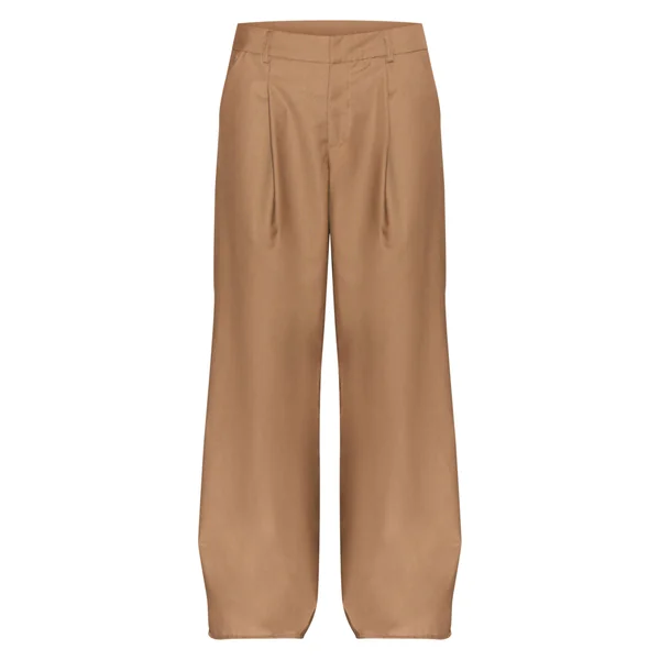 Taupe Pantalon Large Tissé À Double Pli
