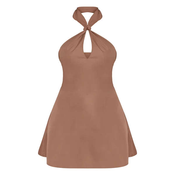 Taupe Robe Droite À Encolure Américaine