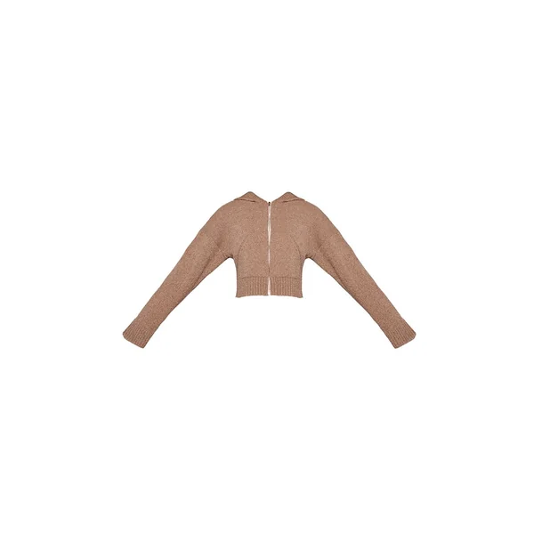 Taupe Sweat À Casynthétiqueche Zippé En Maille Bouclée Taupe