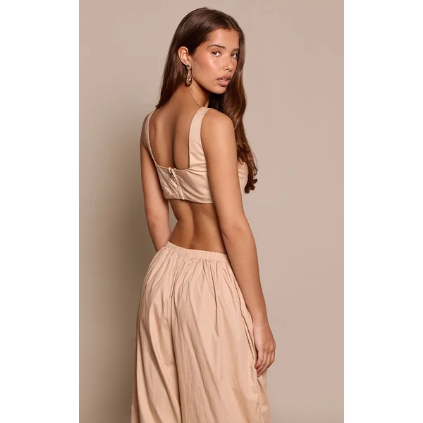 Taupe Top Bralette À Fines Rayures