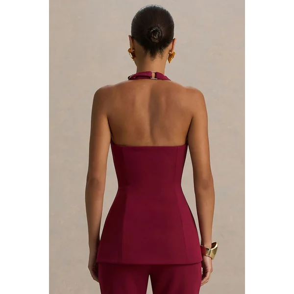 Tecla | Gilet tailleur boutonné bordeaux