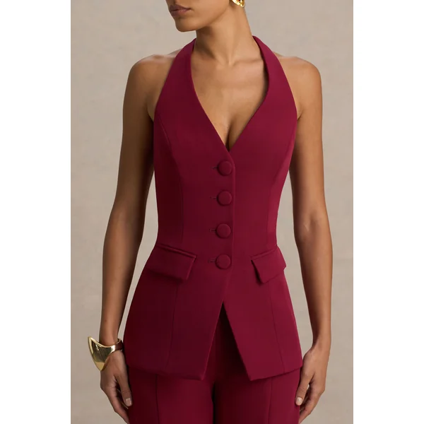 Tecla | Gilet tailleur boutonné bordeaux