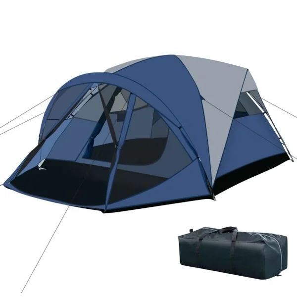 Tente de Camping Dôme pour 6 Personnes Imperméable Ventilisation Coup-Vent avec Sac de Transport 417 x 300 x 182cm