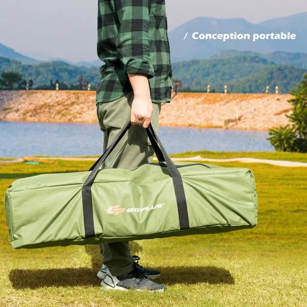Tente de Camping Surélevée 1 Personne avec Matelas Pneumatique Imperméable Oreiller et Sac de Couchage 193x87x160cm