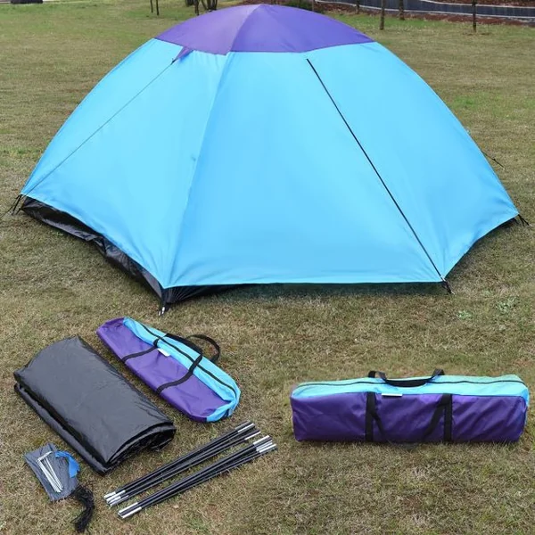 Tente de camping Tente de pêche Tente dôme Tente instantanée en PE, Sac de transport, 70-210x240x130 cm, Bleu et violet