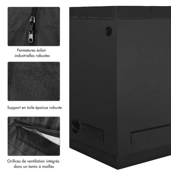 Tente de Culture Hydroponique pour Plante 120x60x150cm Fait en Tissu Oxford avec Sangles Réglables