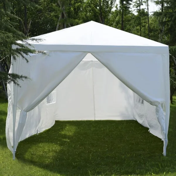 Tente de jardin Tonnelle Tente de fête Tente de réception avec fenêtres, Pliable, en PP-PE-acier, 300x600x250cm, Blanc
