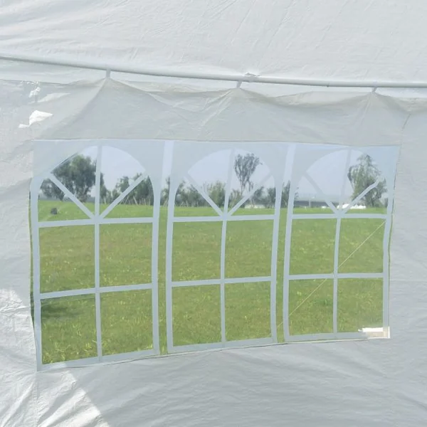 Tente de jardin Tonnelle Tente de fête Tente de réception avec fenêtres, Pliable, en PP-PE-acier, 300x600x250cm, Blanc