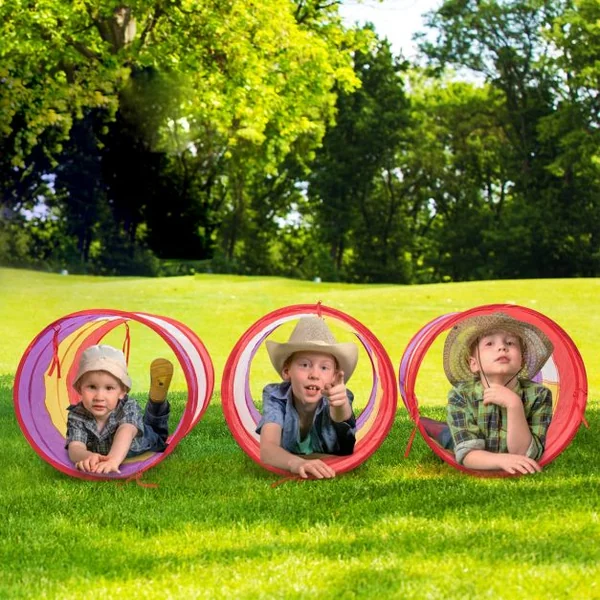 Tente de Jeu pour Enfant de + 18 Mois avec Tunnel 7 Pièces Piscine et Panier de Basket Forme Variable Multicolore