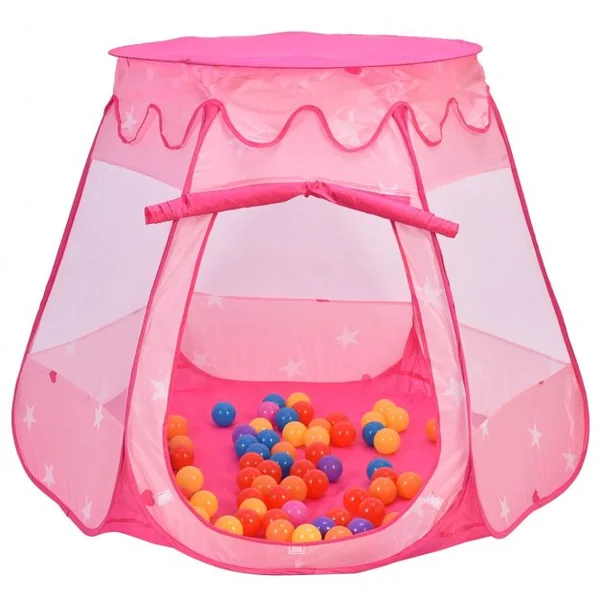 Tente de jeux pour enfant Tente enfant Tente princesse Tente de jardin,100 boules,1 sac, pour fille, 80 x 120cm, Rose