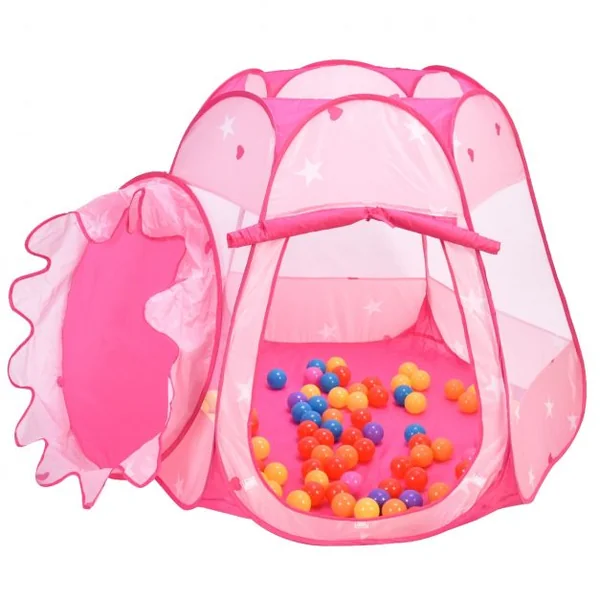 Tente de jeux pour enfant Tente enfant Tente princesse Tente de jardin,100 boules,1 sac, pour fille, 80 x 120cm, Rose
