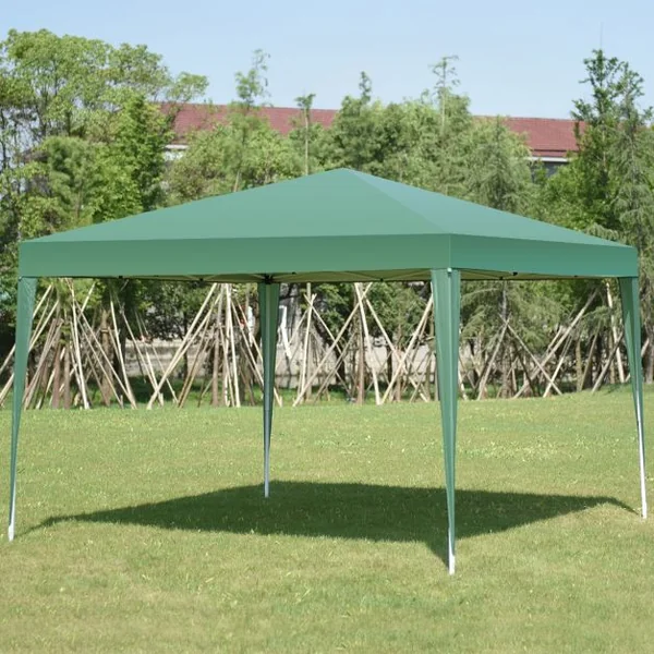 Tente de Réception Tonnelle de Jardin Pliante Superficie 9m² Cordes Piquets Tube Acier Tissu Oxford, 3x3x2,5m, Rose